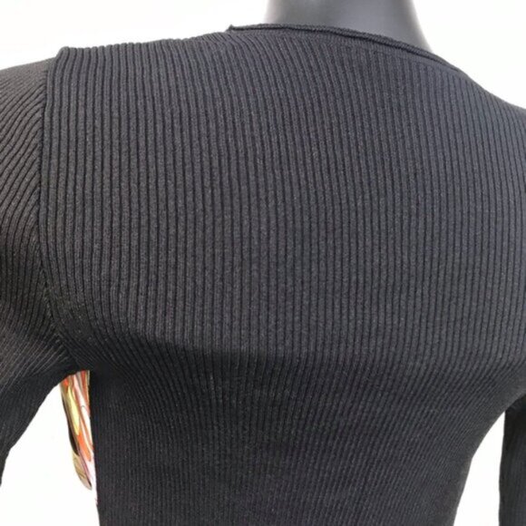 EMILIO PUCCI Silk Graphic Abstract Print Tie Front Cardigan Knit Sweater Top 8 - Picture 11 of 16